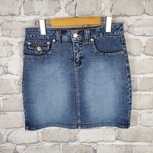 Denim Mini  Skirt Junior 5 Flap Pocket no boundaries Stretch Festival Rodeo